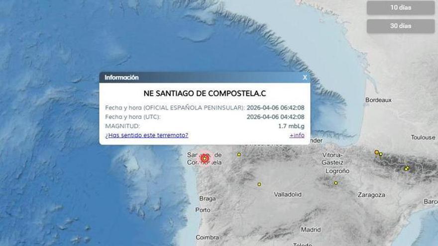 Registrado un temblor de magnitud 1,7 con epicentro en Santiago
