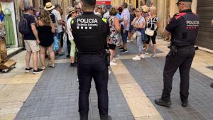 Agentes de la Guàrdia Urbana de Tarragona y de los Mossos dEsquadra en la Part Alta.