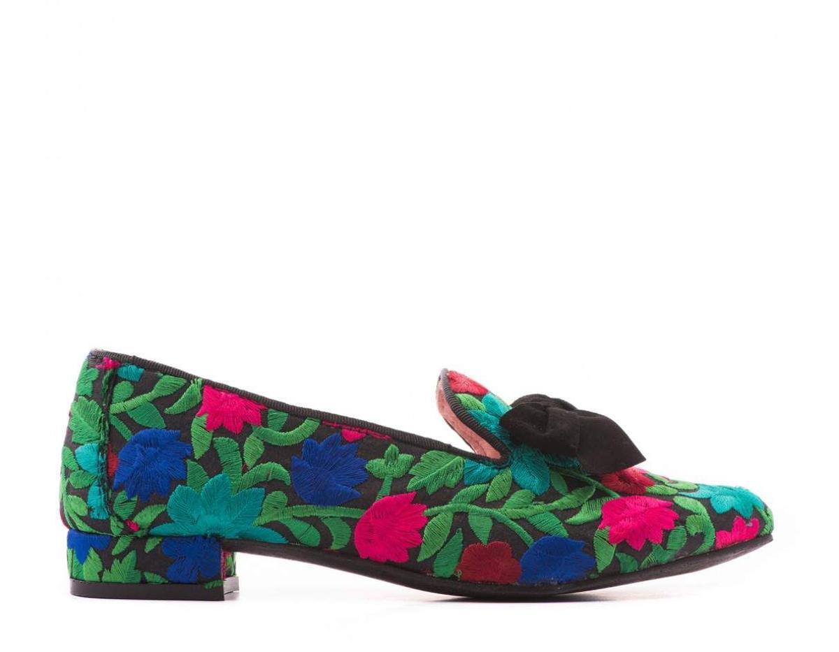 Slipper con estampado multicolor y lazo en ante de Lolita Blu (64,90 €)