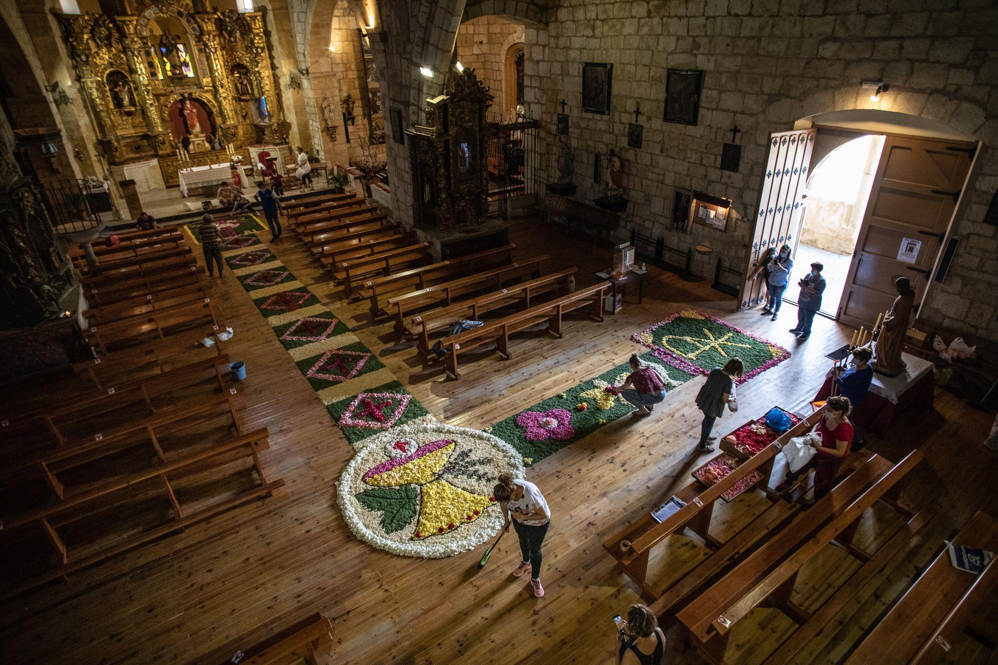 GALERÍA | El Perdigón, en Zamora, prepara la alfombra de flores del Corpus Christi