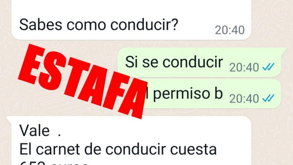 Imagen de la estafa que denuncia la DGT.