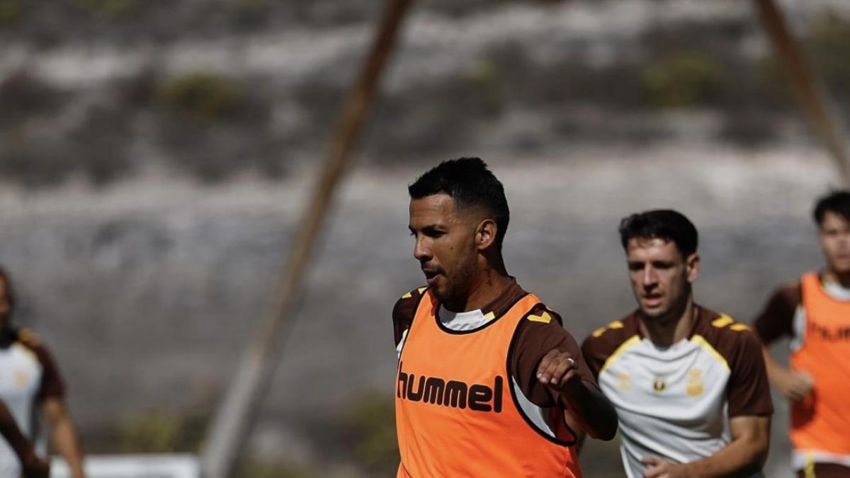 Jonathan Viera en el último entrenamiento de la UD Las Palmas