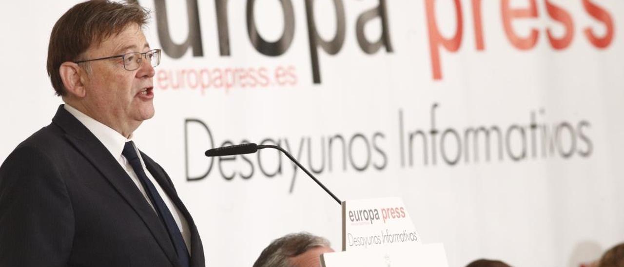 El presidente de la Generalitat, durante su intervención de ayer en el desayuno informativo de Europa Press celebrado en Madrid.