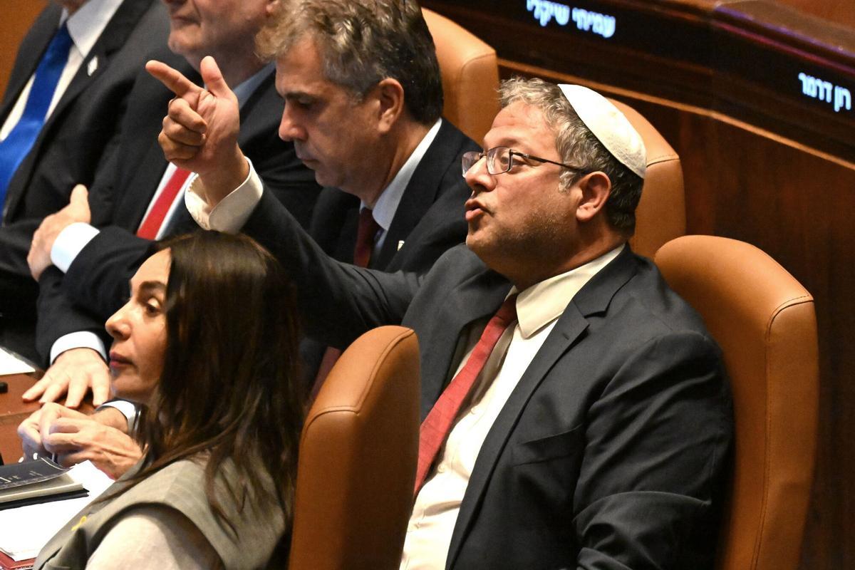 Itamar Ben Gvir, en la Knéset (Parlamento israelí).