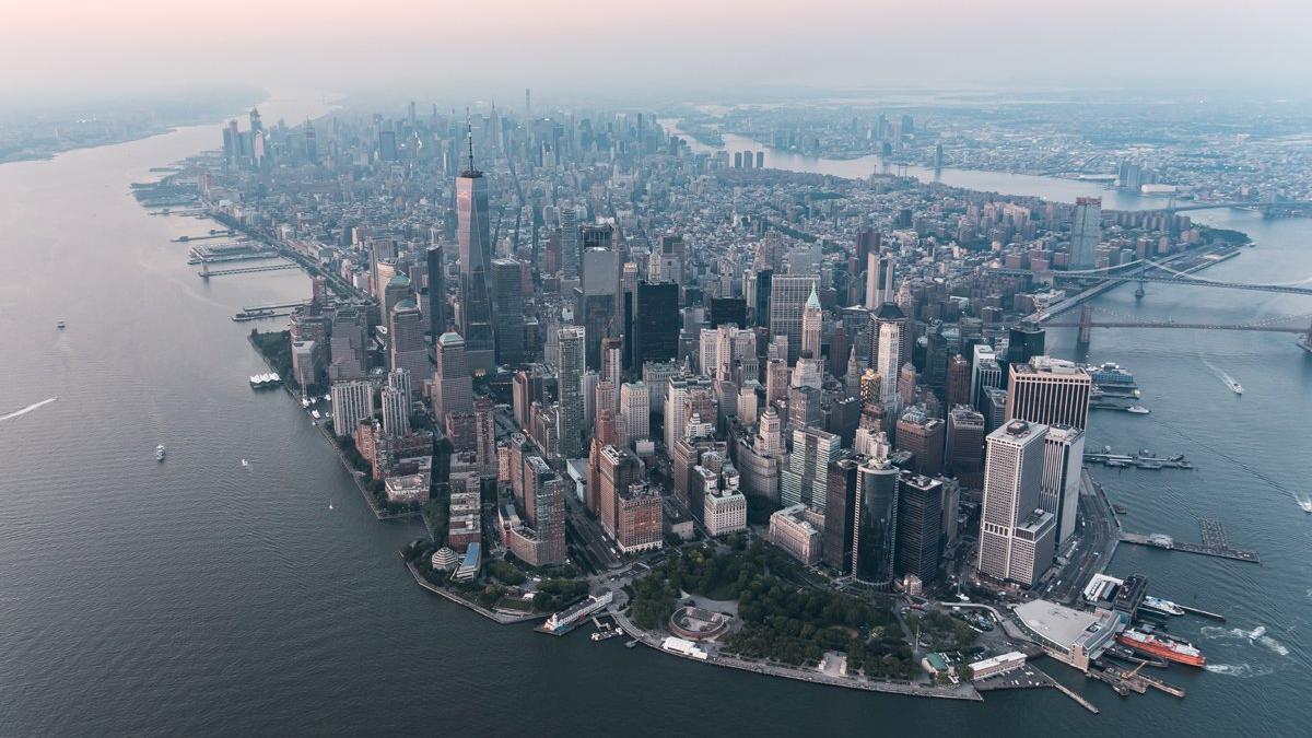 La isla de Manhattan, vista desde el aire
