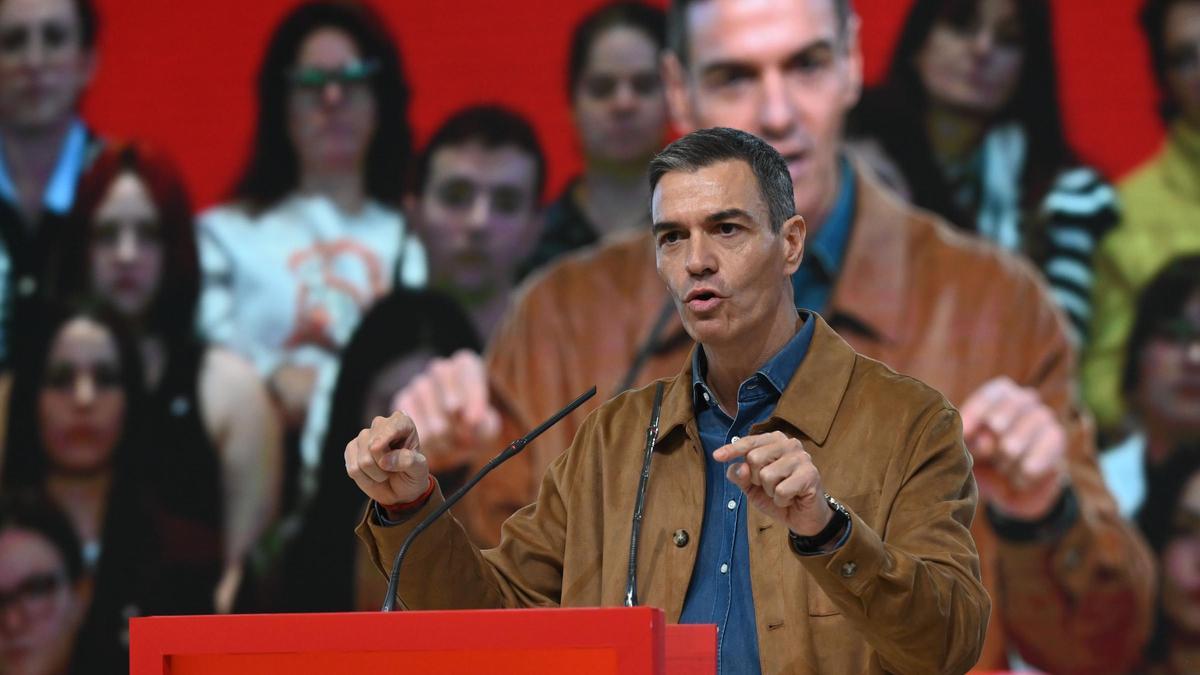 El presidente del Gobierno, Pedro Sánchez, en un acto convocado en León.