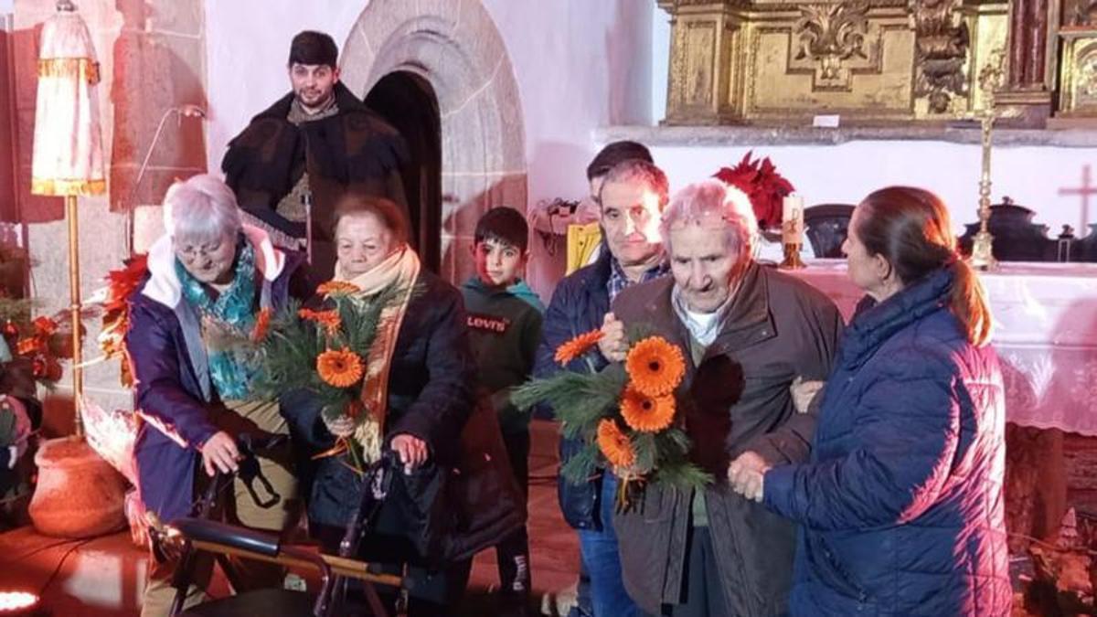 Margarita Calvo y Agustín Martín, los dos centenarios homenajeados presencialmente en Rabanales.