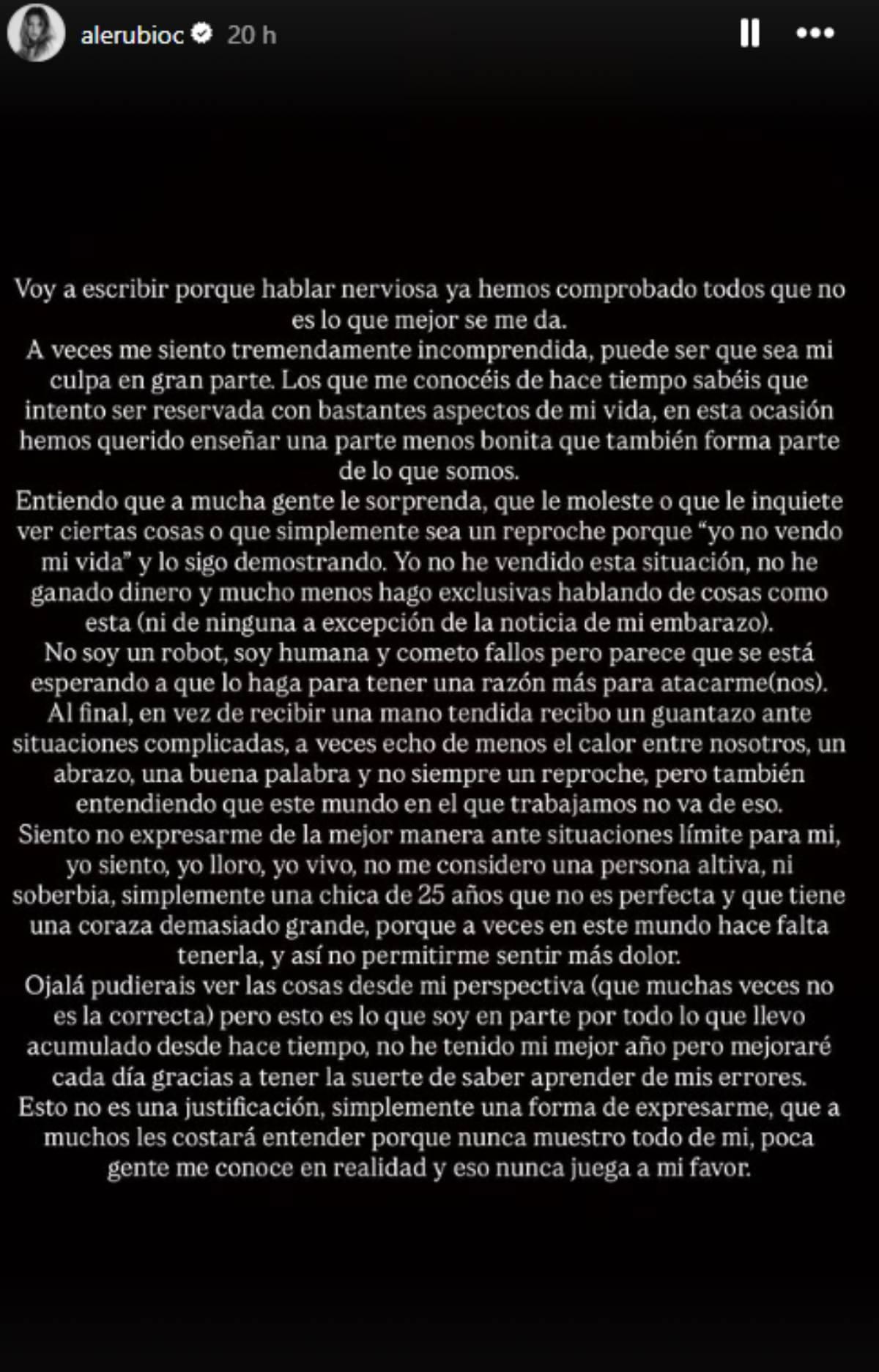 El comunicado con el que Alejandra ha querido defenderse de las críticas recibidas