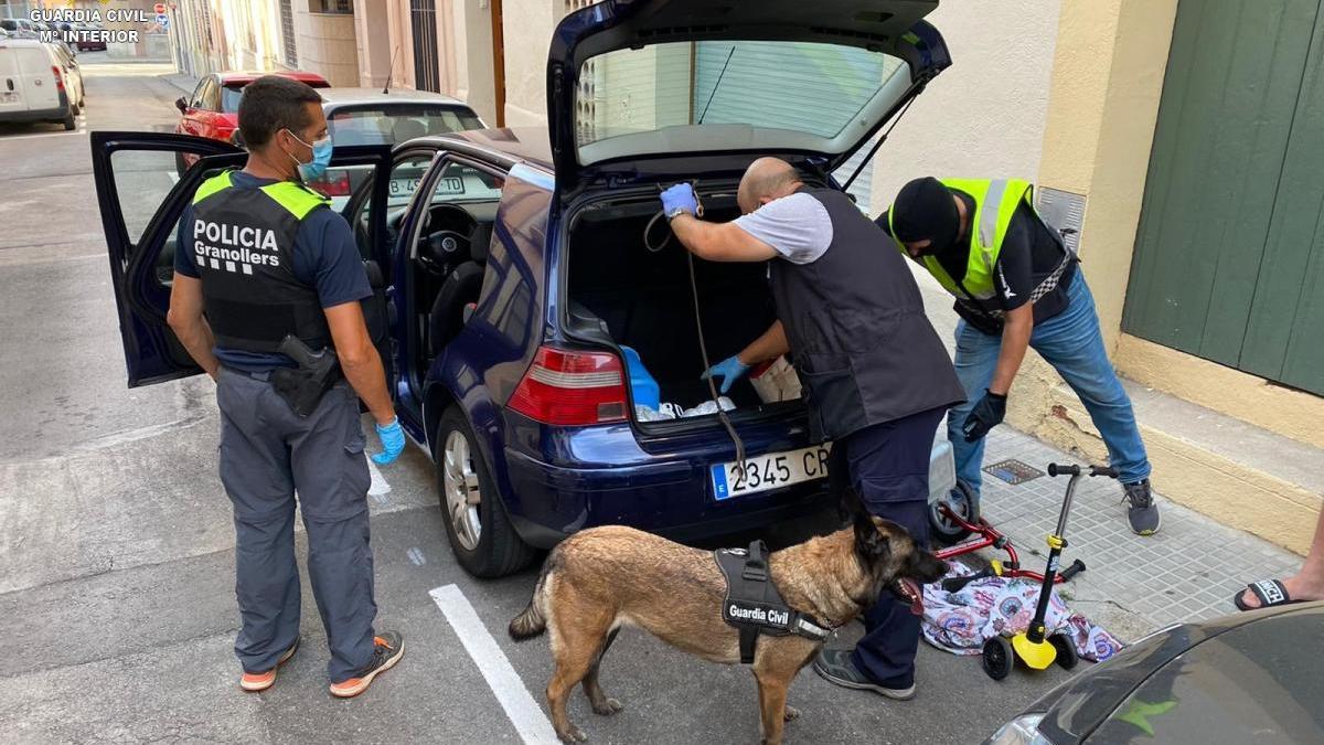 Un moment de l&#039;operatiu policial amb assistència de la Unitat Canina