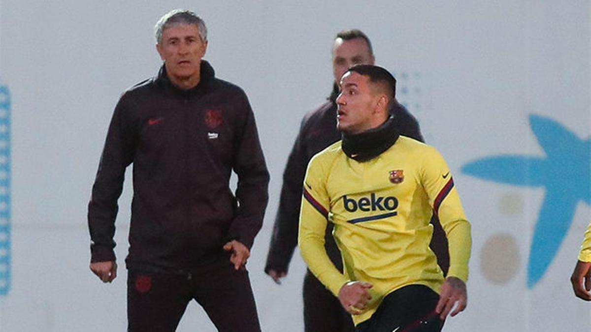 Rey Manaj entrena con el primer equipo antes de jugar contra el Leganés en Copa