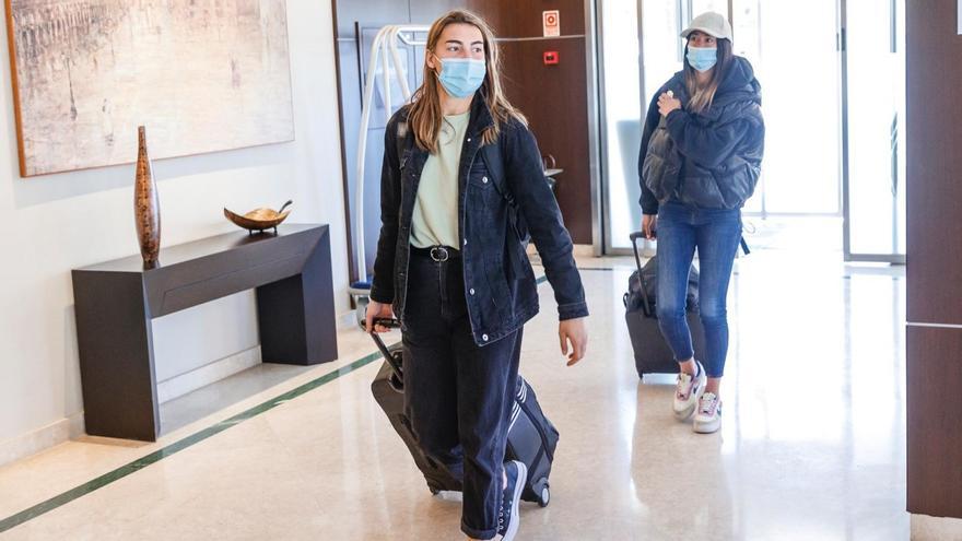 Patri Guijarro, a su llegada esta mañana a la Ciudad Deportiva de las Rozas.