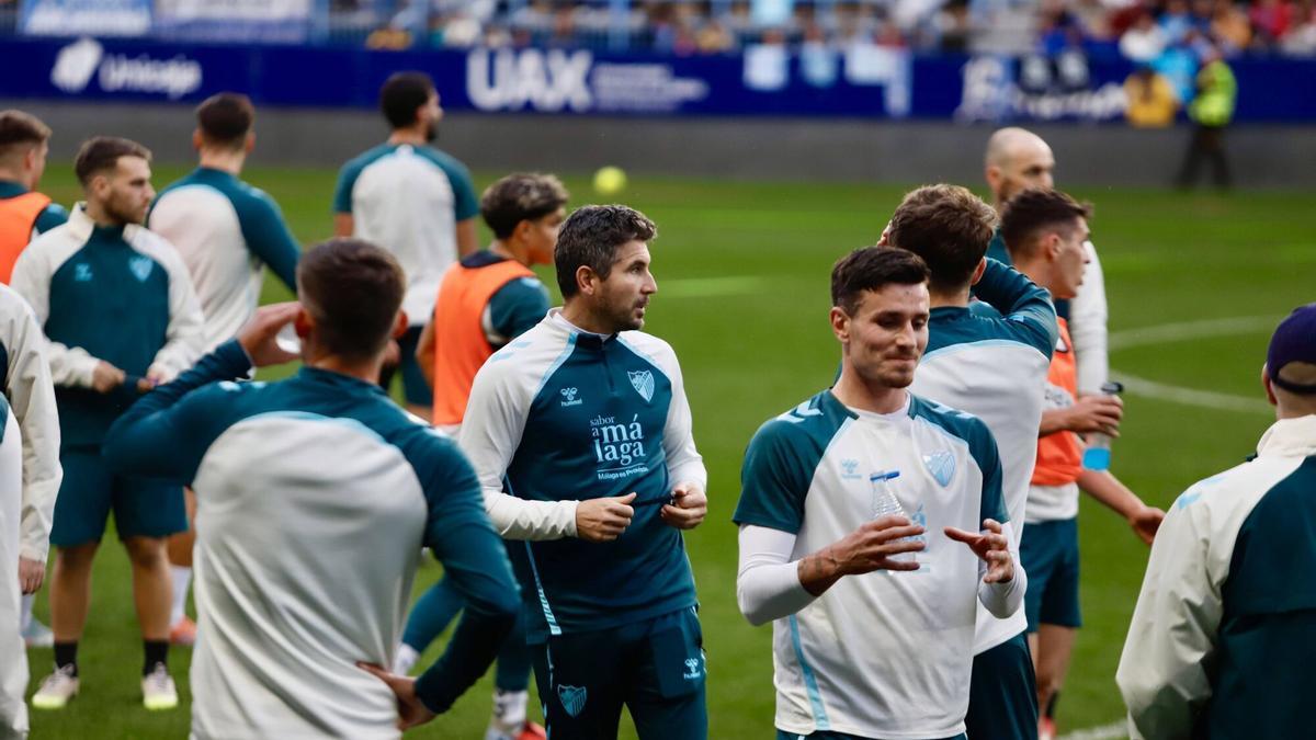 Funes, en el entrenamiento a puerta abierta del Málaga CF.