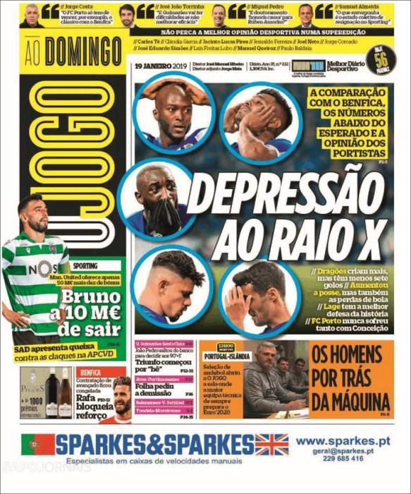 Portada O JOGO domingo 19 enero 2020