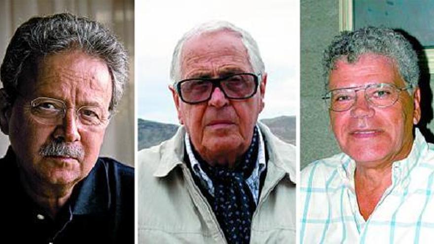 De izquierda a derecha: Andrés Sánchez Robayna, Martín Chirino y Lázaro Santana.