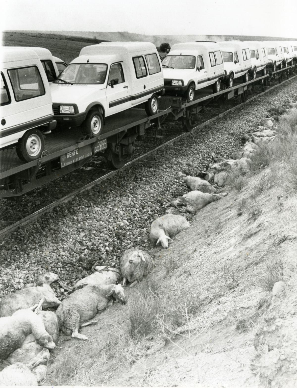 Accidente de tren por el arrollamiento de un rebaño de ovejas en Andavías en 1992