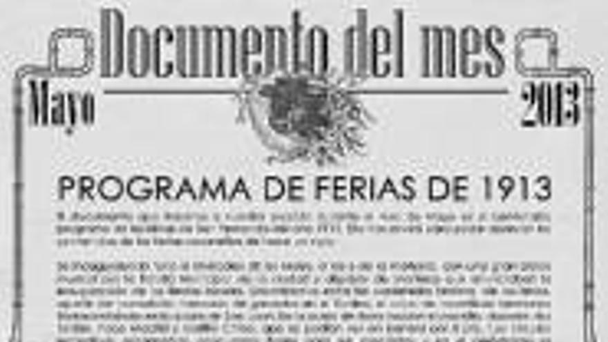 Un programa de la feria de 1913, documento del mes