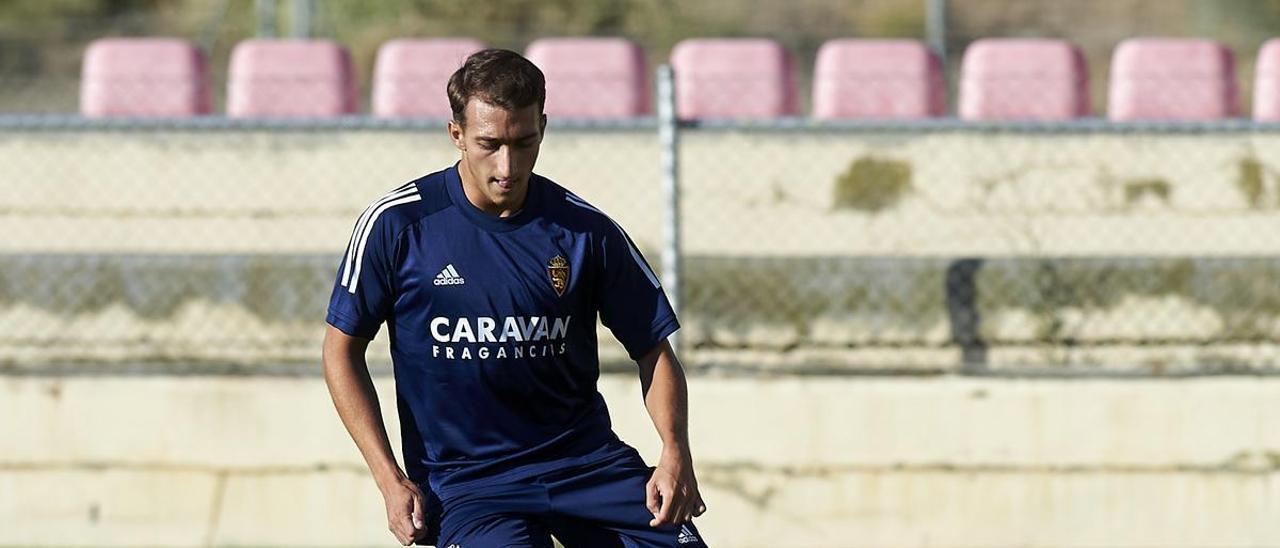 Marcos Baselga, en un entrenamiento con el Real Zaragoza