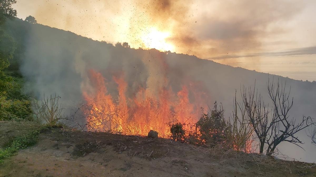 Labores de extinción del conato declarado en Icod