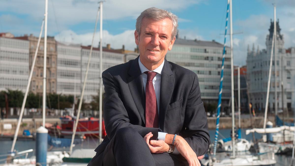 O presidente da Xunta, Alfonso Rueda, o venres, en A Coruña.