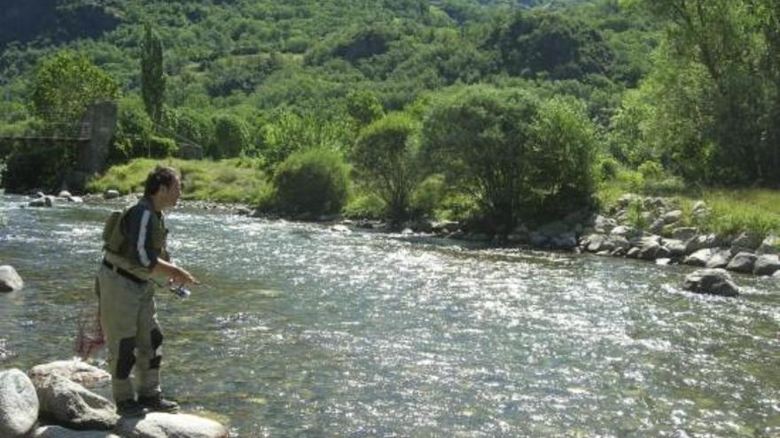 Un pescador practicant la pesca en un riu