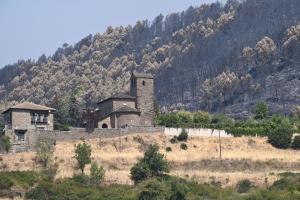 Así ha quedado el monasterio viejo de San Juan de la Peña tras el paso de las llamas