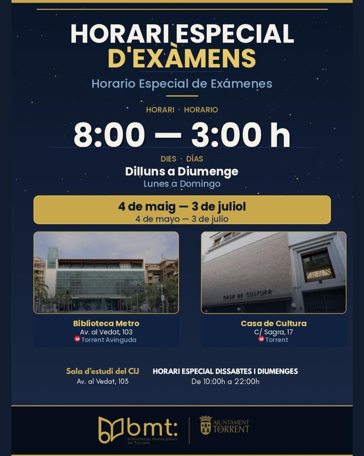 El cartel que anuncia las plazas de estudio.