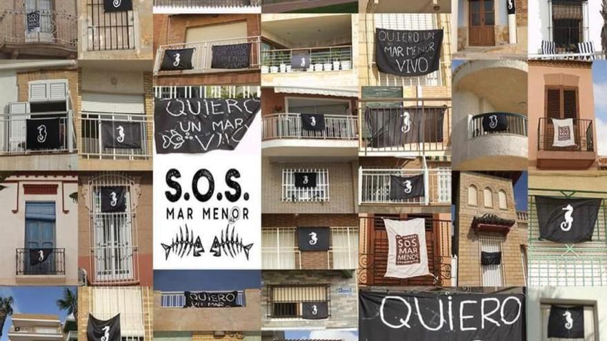 Pancartas en contra de la gestión del Mar Menor.