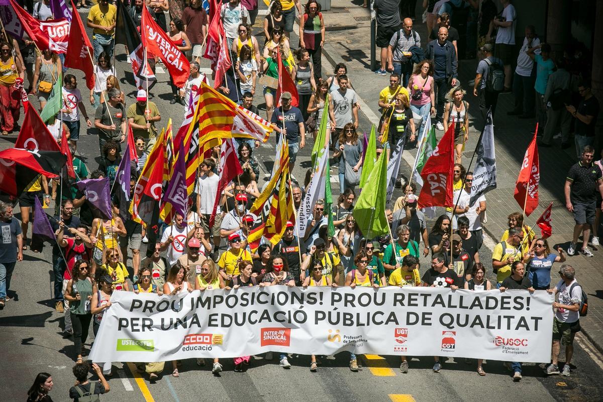 Manifestación de profesores en Barcelona en junio del 2022.