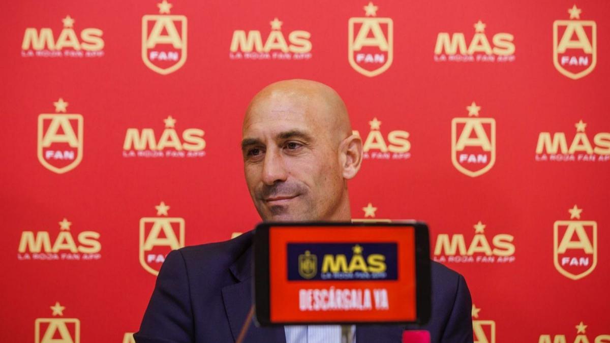 Luis Rubiales, ayer, en la sede la de Federación Española de Fútbol en Las Rozas. | EUROPA PRESS/RFEF