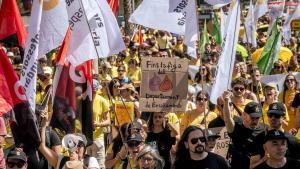 Protesta educativa este miércoles en Barcelona.