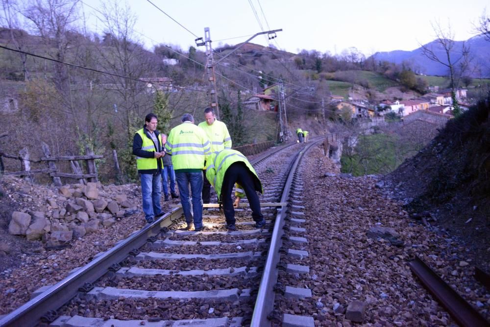 Descarrila un tren de mercancías en Lena