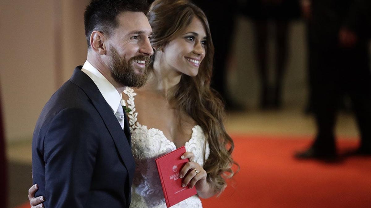 Leo Messi y Antonela Roccuzzo el día de su boda