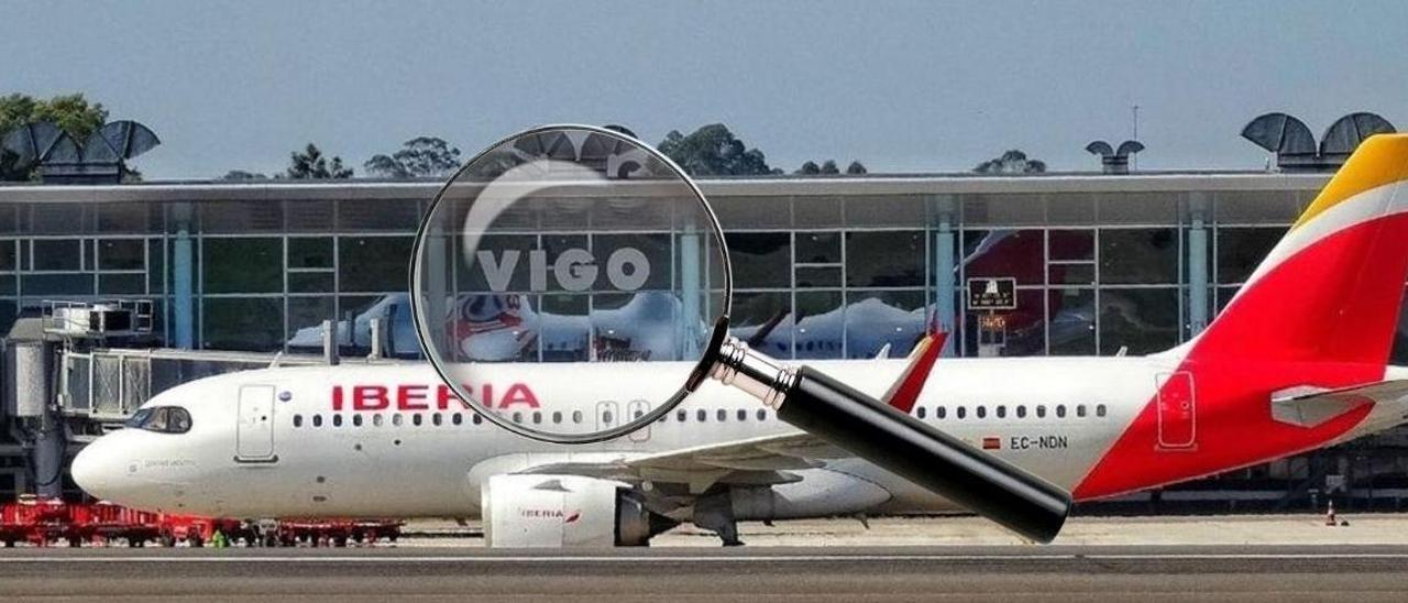 Un avión de Iberia en el aeropuerto de Vigo.