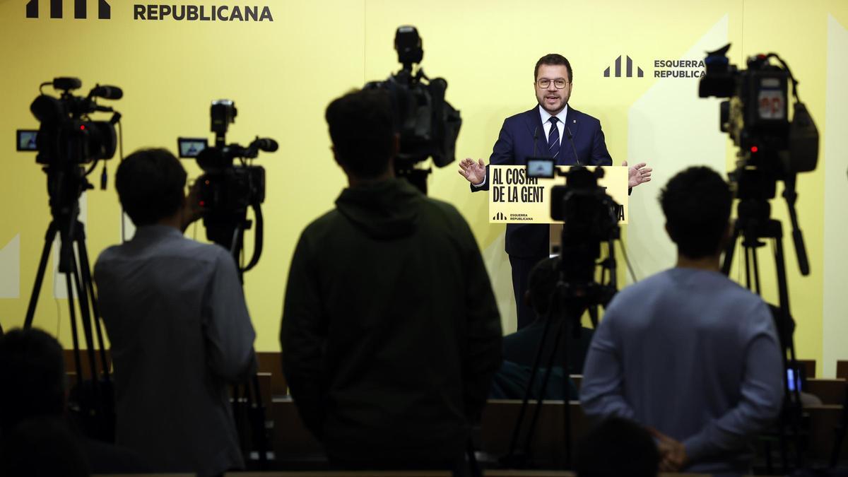 El president Pere Aragonès valora este lunes la decisión de Pedro Sánchez.