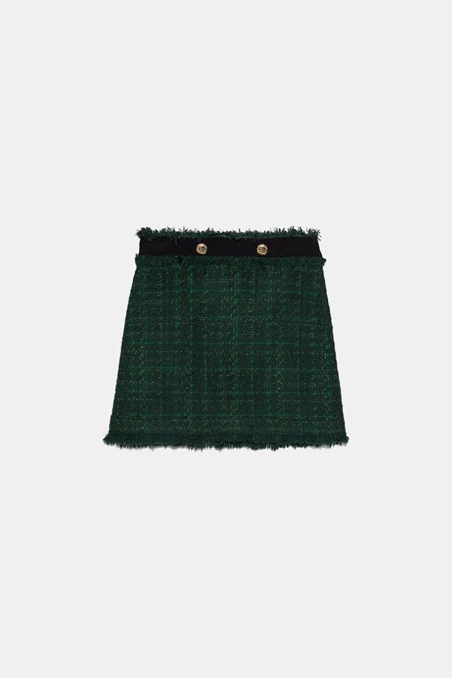 Falda mini 'tweed' de Zara