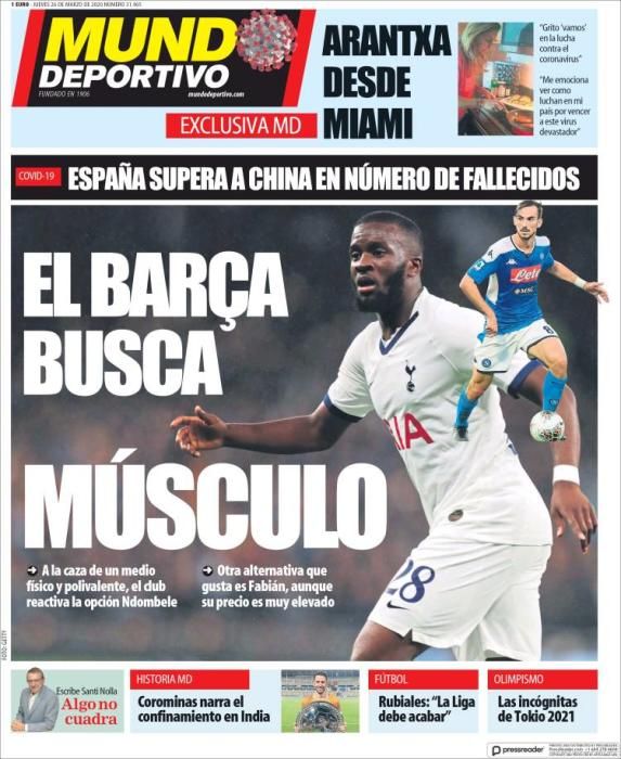 Portada MUNDO DEPORTIVO jueves 26 marzo 2020