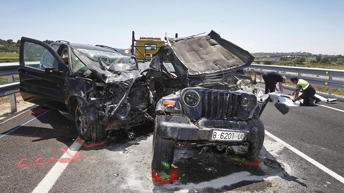 Imagen de archivo de un accidente de tráfico en Vilafranca del Penedès (Barcelona).