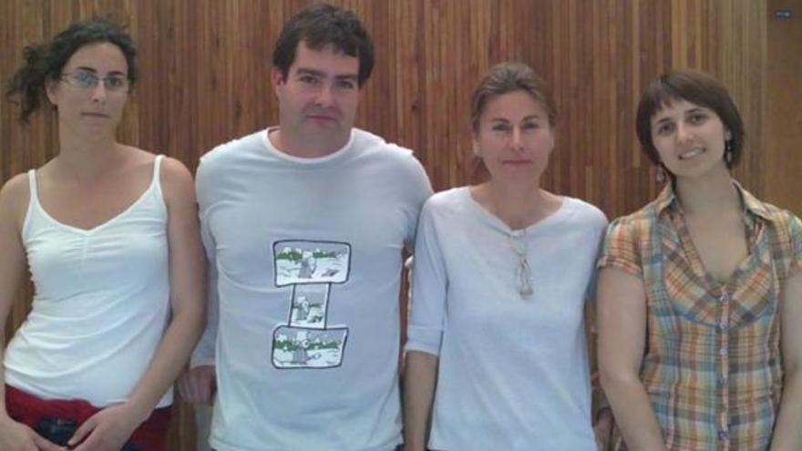 María Doncel, el zamorano Felipe Lorenzo, Begoña Quintana, directora del laboratorio de radiaciones ionizantes y Teresa Marcos.