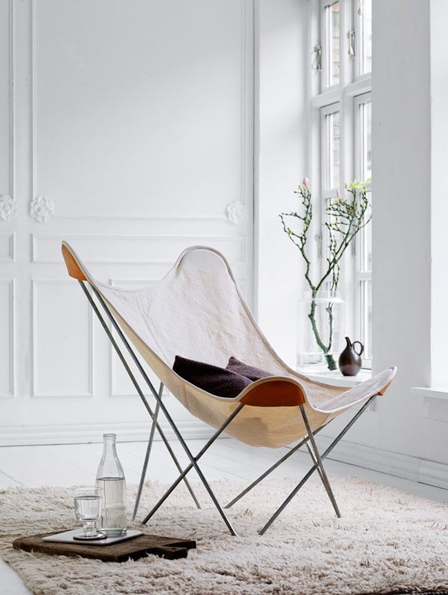 La silla 'n-198' en tejido de algodón y acero cromado