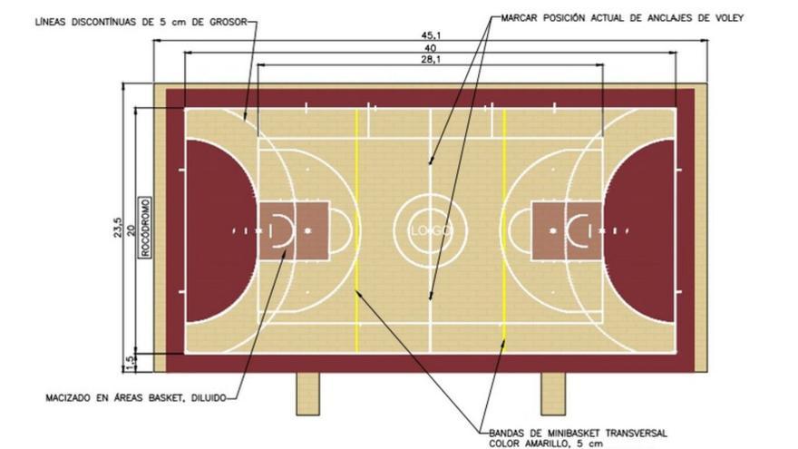 Plano de cómo queda la nueva pista prevista en La Rosaleda. | Ayuntamiento de Benavente