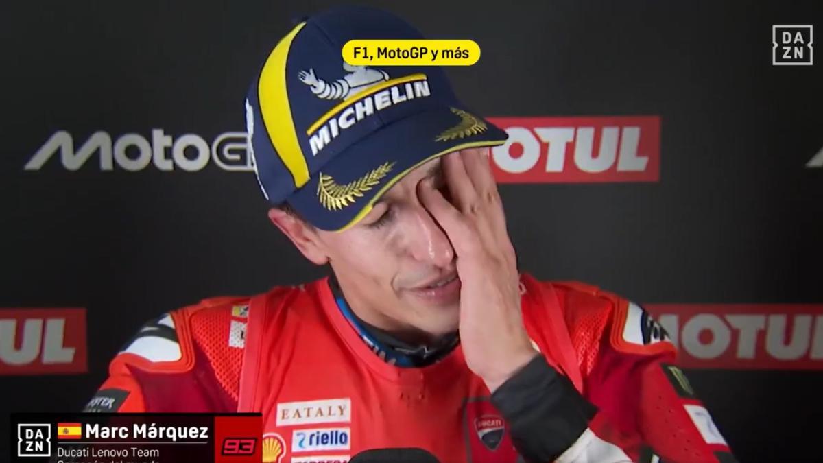 Marc Márquez totalmente emocionado tras la victoria