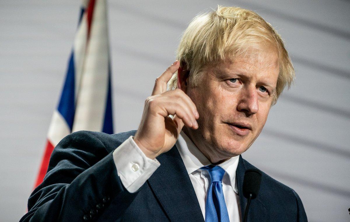 26/08/2019 26 August 2019, France, Biarritz: UKÂ Prime Minister Boris Johnson attends the closing press conference of the G7 Summit. Photo: Michael Kappeler/dpa