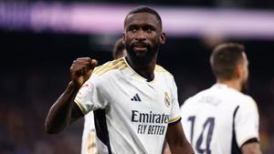 Antonio Rudiger, jugador del Real Madrid, celebrando un gol.