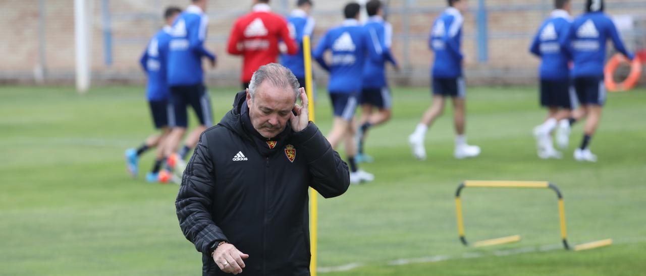 Juan Ignacio Martínez, durante un entrenamiento con el Real Zaragoza