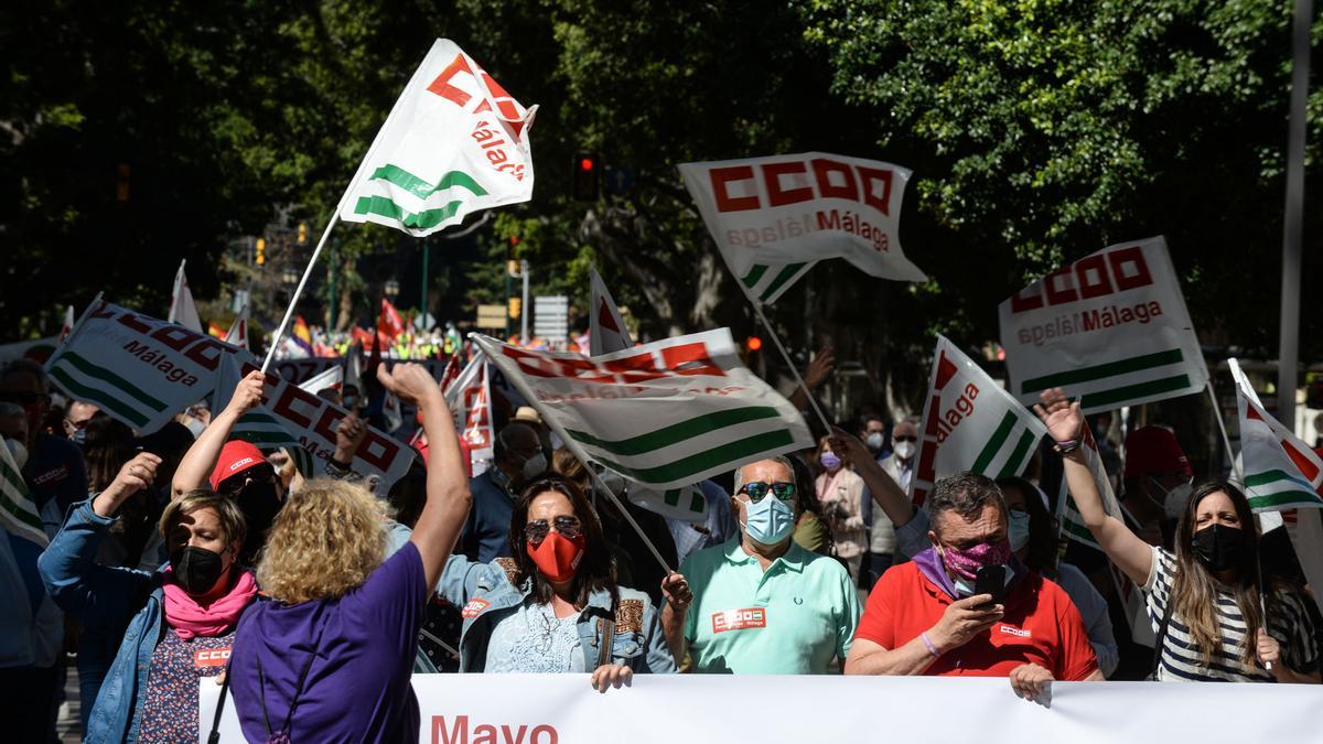 Manifestación del Primero de Mayo en Málaga capital