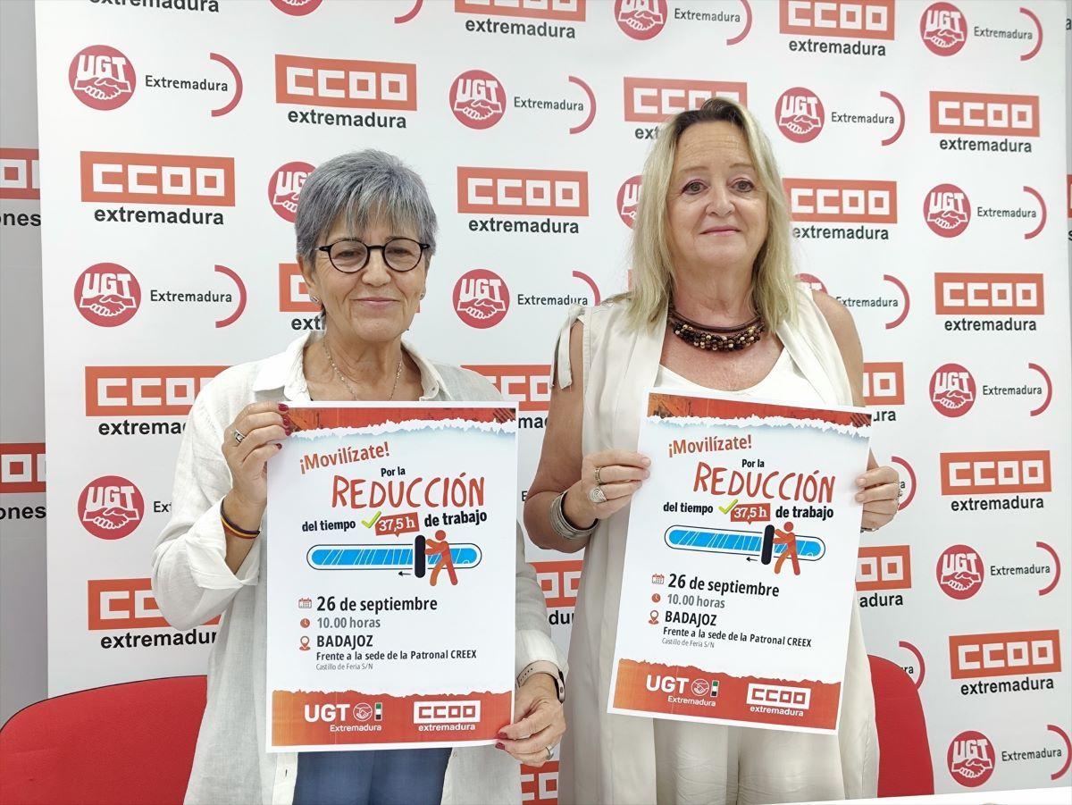 Patro Sánchez y Encarna Chacón, en la rueda de prensa hoy.