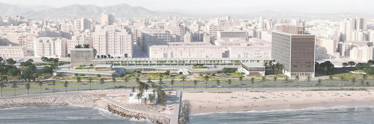 Reconstrucción de la futura transformación de la fachada marítima según el proyecto de Cruz y Ortiz.