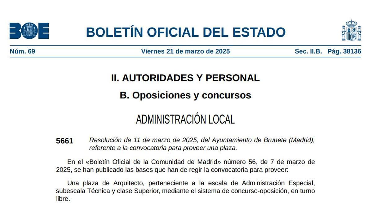 Empleo público en Madrid - Boletín oficial del Estado