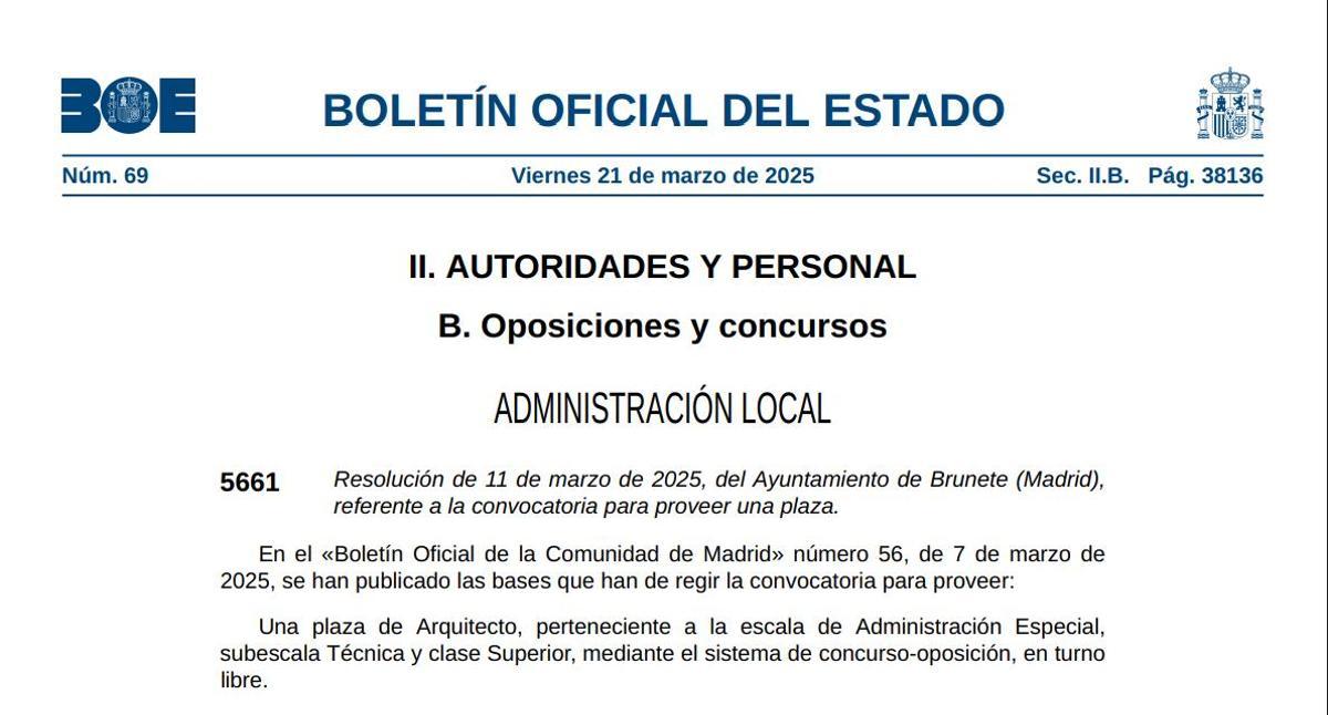 Empleo público en Madrid - Boletín oficial del Estado