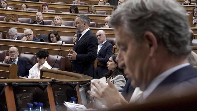 Alberto Núñez Feijóo, en primer terme, al Congrés.  | JOSÉ LUIS ROCA.